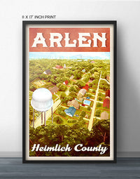 Arlen Texas Heimlich County Retro Vintage Travel Poster