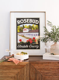Rosebud Motel Elmdale County Retro Vintage Travel Poster