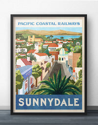 Sunnydale California Vintage Travel Poster