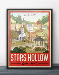 Stars Hollow Vintage Travel Poster (Red)